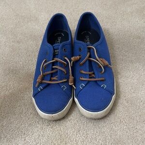 Sperry Royal Blue Canvas Shoes with Tan Laces
